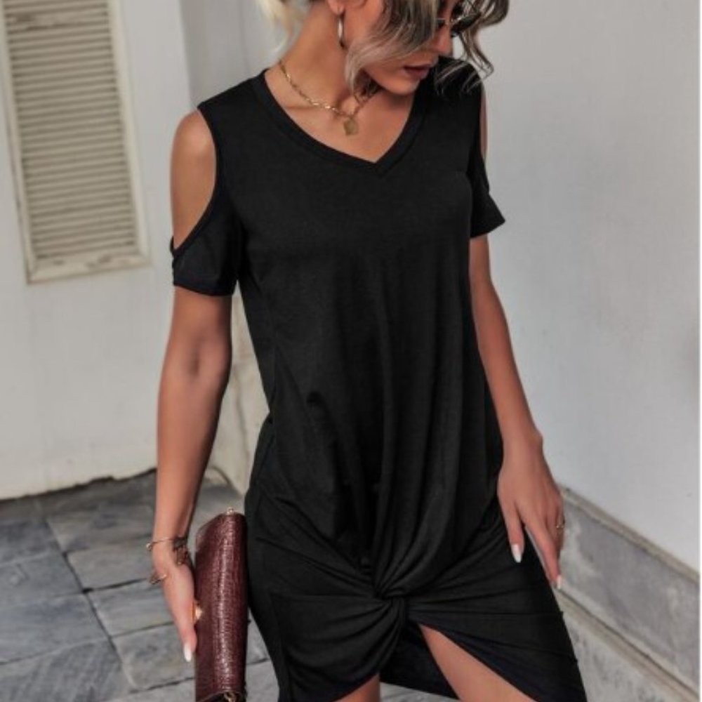 SHEIN Size - XL Cold Shoulder Twist Asymmetrical Hem Tee Dress